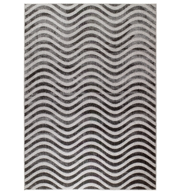 Tapis décoratif à chevron gris foncé intérieur/extérieur Castillo, Rectangle 5 pi x 7 pi