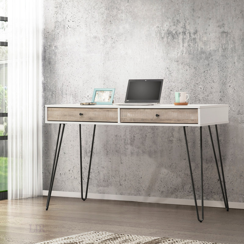 Bureau d'ordinateur en chêne taupe