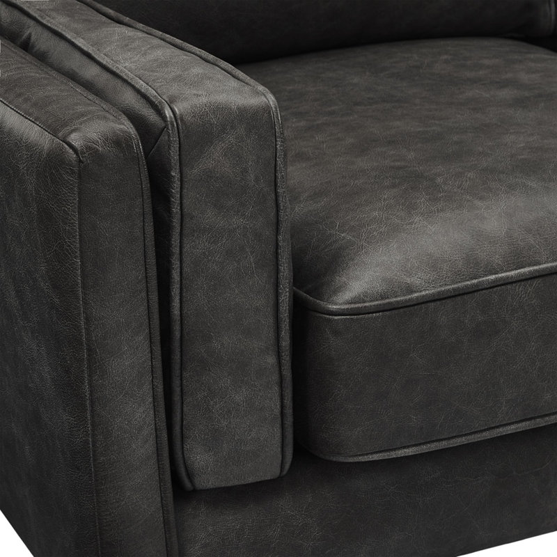 Canapé modulaire Cade, Cuir véritable noir
