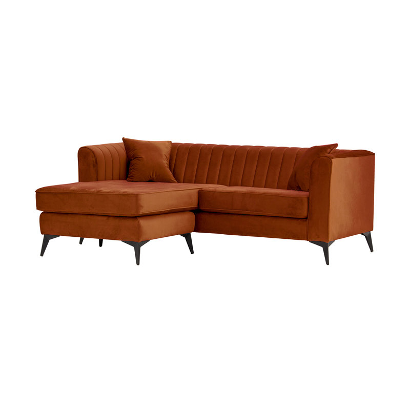 Adryen 5 Seater Velvet Corner Sofa , Orange