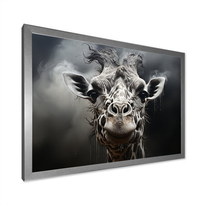 «Black and White Giraffe Portrait Majesty», reproduction sur toile