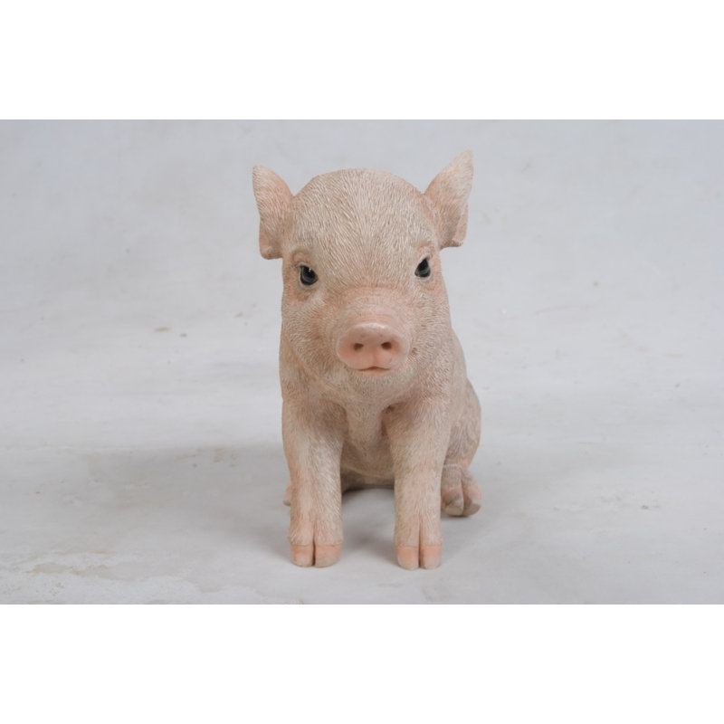 Statue porc de bébé assis, Rose
