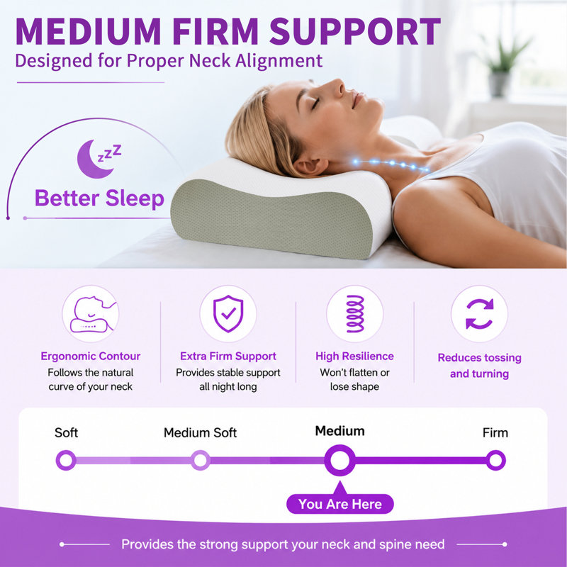 Oreiller cervical ergonomique en mousse à mémoire de forme avec housse rafraîchissante en Tencel, oreiller de soutien cervical à double hauteur pour les personnes dormant sur le côté et sur le dos, format Queen