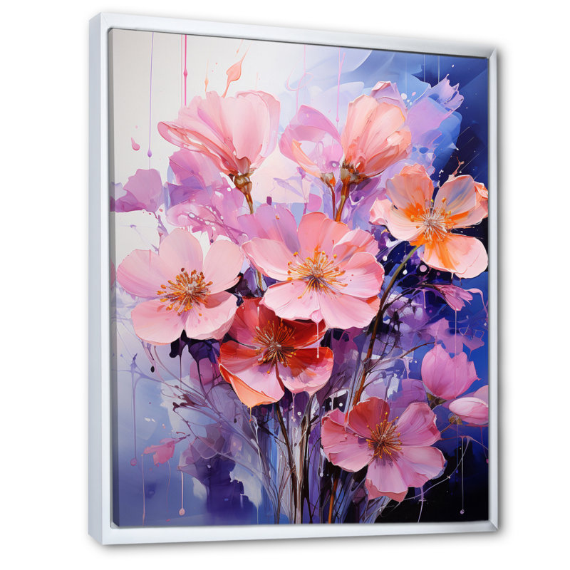 Pêches violettes, représentation de rêves I sur toile, H 44 po x l 34 po x P 1,5 po, Cadre flottant blanc
