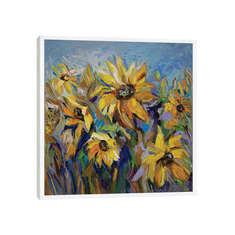 Sunflowers 1 Piece Painting on Canvas, 66.04 cm H x 66.04 cm W, White Framed