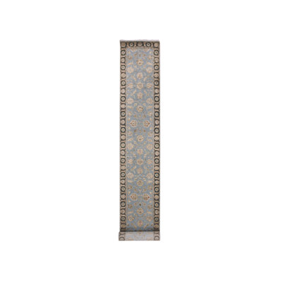 2'8" x 20'8" New Hand Knotted Grey Wool Runner Oriental Rug - MOA10275371