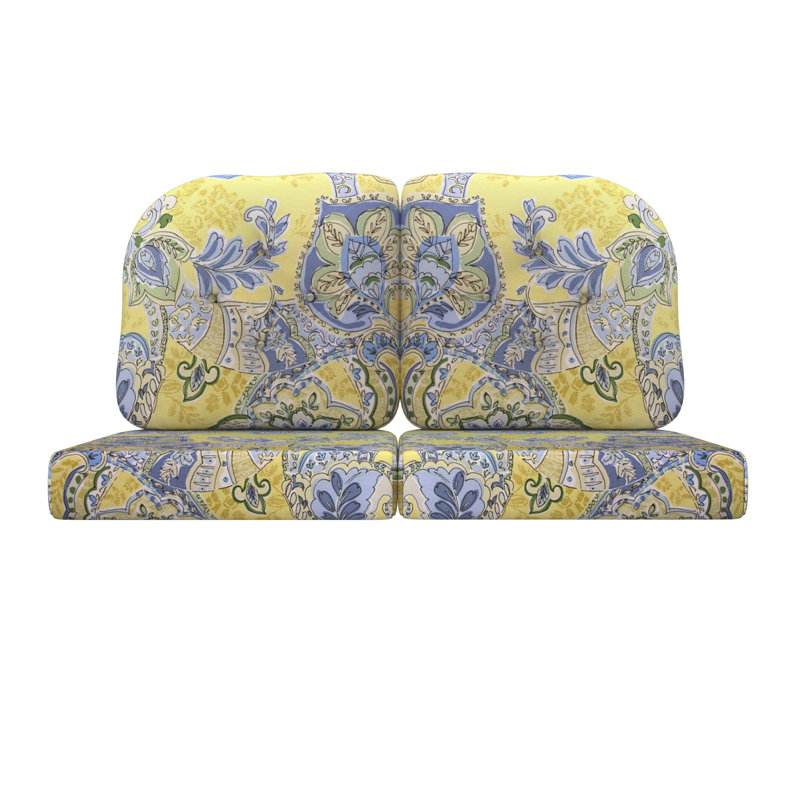 Coussin de causeuse de patio intérieur / extérieur, Blanc; bleu; jaune