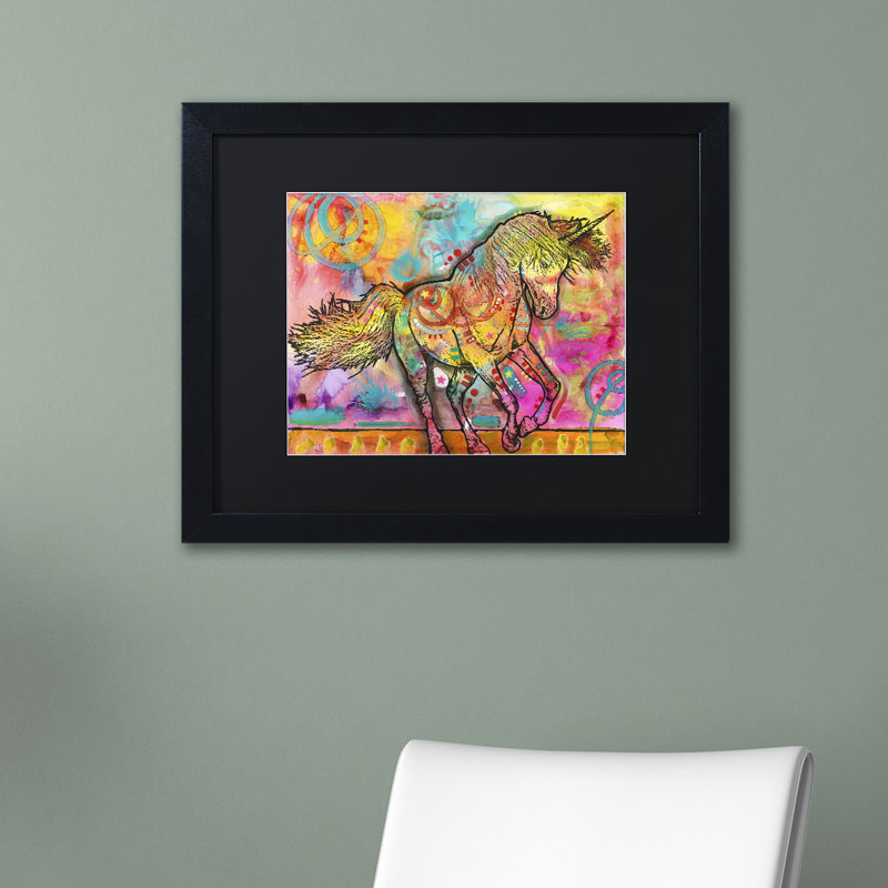 « licorne », impression, Noir, H 16 po x l 20 po x p 0,5 po, Cadre noir