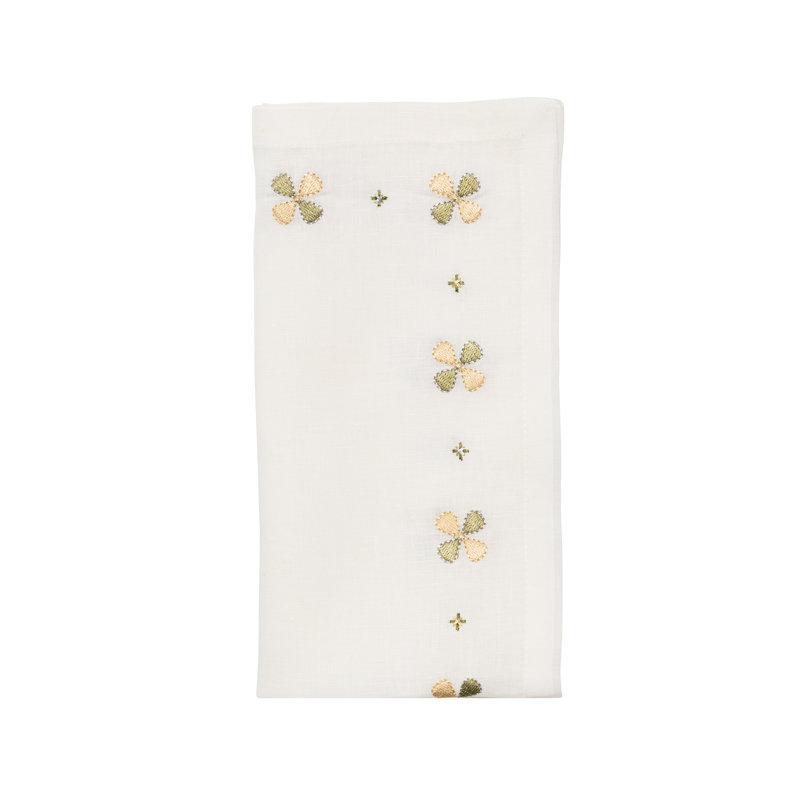 Clover Napkin, White/Sage