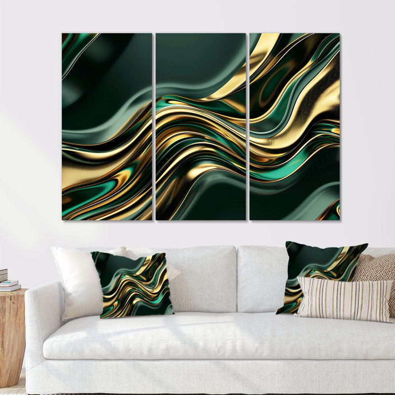 Cayson - ensemble de reproductions d'art mural Waves, H 28 po x l 36 po x P 1 po, Toile tendue