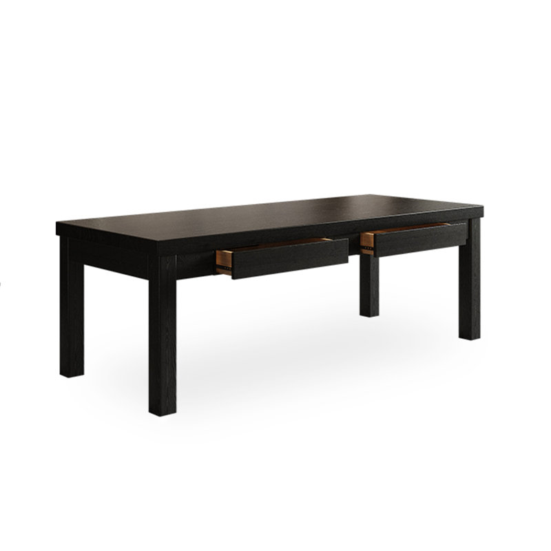 86.61" Black Rectangular Solid Wood Dining Table