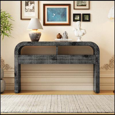 Console pour table d'entrée, canapé incurvé rétro avec 2 grands tiroirs, console étroite pour le couloir du salon, 52 po x 14 po x 31,5 po