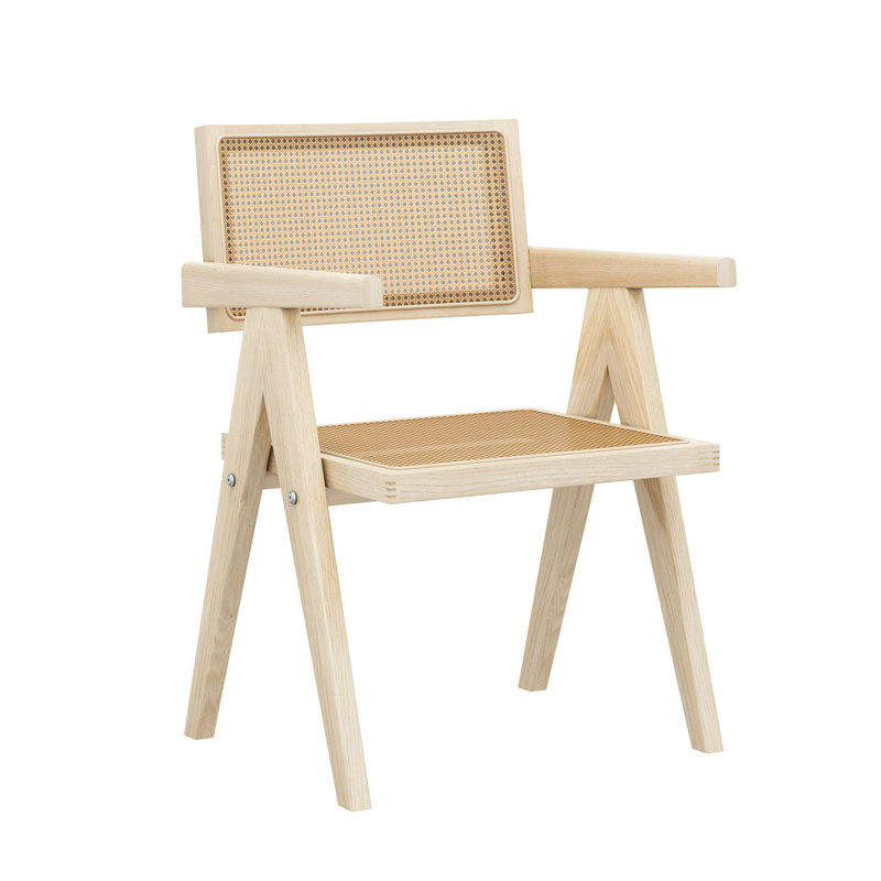 Chaise avec accoudoirs en bois massif Erna