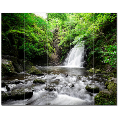 Waterfalls Photo 6'' x 6'' Satin Ceramic Decorative Mural