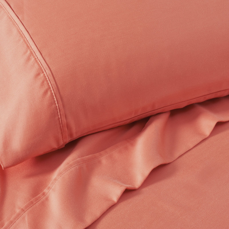 Taies d'oreiller supérieures en mélange de coton infroissable à densité de tissage 1200 fils Superior, Standard, Corail