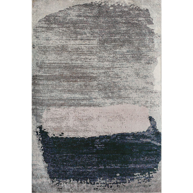 Tapis argenté contemporain Claudeen, Rectangle 2 pi 6 po x 4 pi