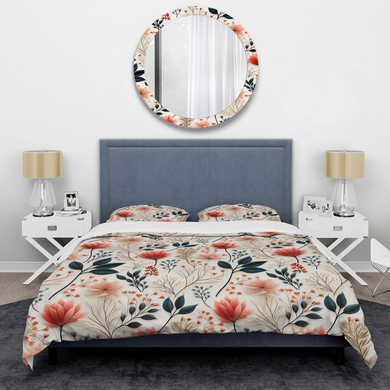 Ensemble de housse de couette Neutral Foliage II - Plants, Housse de couette simple + 1 taie décorative stan