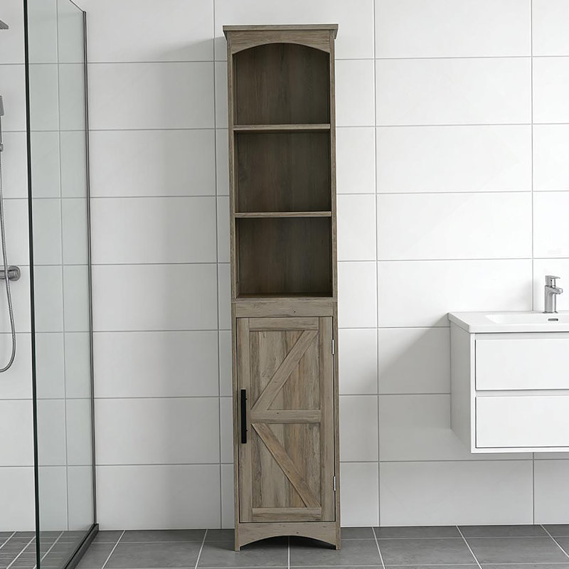 Narrow Cabinet,Tall Slim Bathroom Storage Cabinet, Gray Oak