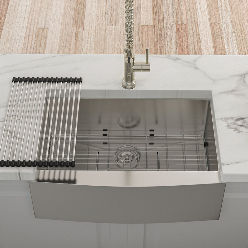 24X21x10 Inch Single Bowl 16 Gauge T304 Stainless Steel Kitchen Sink With Apron Front, X - Shaped Water Guide For Good Drain Function, R10 Corner, Coating Condensation Prevention, 3Mm Pad, Comes
