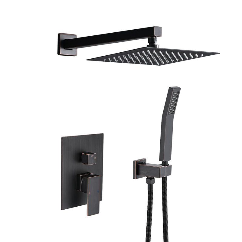 Shower System Shower Faucet Combo Set Wall Mounted With 10" Rainfall Shower Head And Handheld Shower Faucet