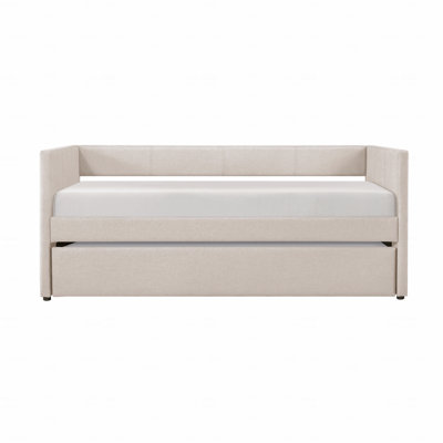 1Pc Trundle Daybed Fabric Upholstery Wooden Frame Modern Home Furniture