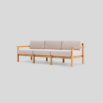 Haven Teak Outdoor Sofa With Sunbrella Cushions And Wooden Armrest In Canvas by Neighbor