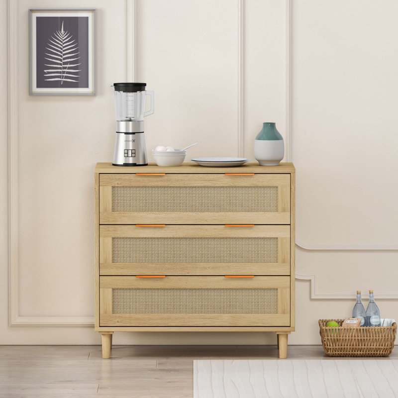 Armoire de rangement en rotin 3 tiroirs