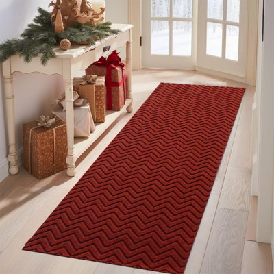 Heavy Duty Hallway Runner Rug 2FTX6FT,Custom Size PVC Backed Non-Slip Area Rugs Runner,Outdoor Indoor Carpet Door Mat,Red