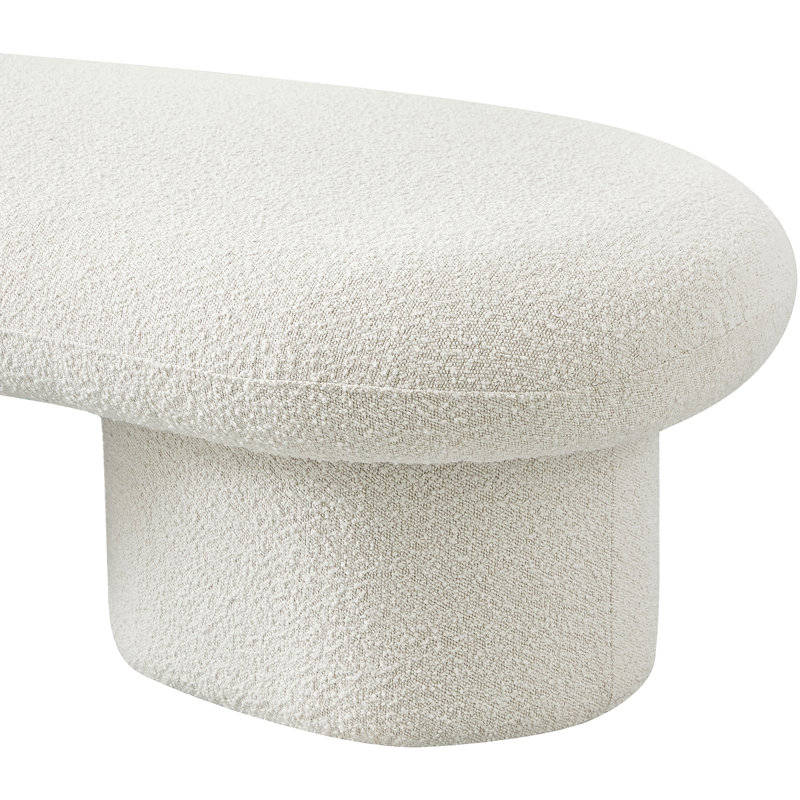 Anston 56" Ivory Boucle Upholstered Bench with Solid Wood Legs