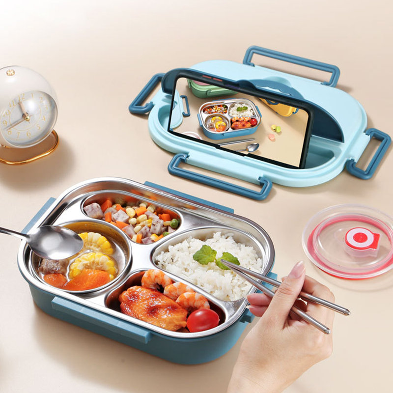 Boîte à bento 4 compartiments, Bleu