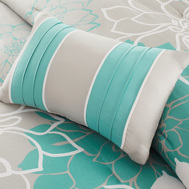 Édredon très grand en coton - rembourrage long, 3 coussins décoratifs avec imprimé floral pour lit, coussins, 15 po
