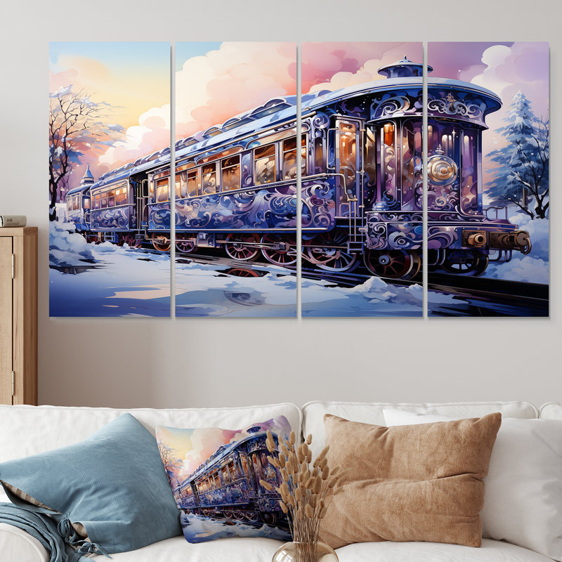 «Christmas Train Journey II - Transport train», ensemble d'art mural 4 pièces, H 28 po x l 48 po