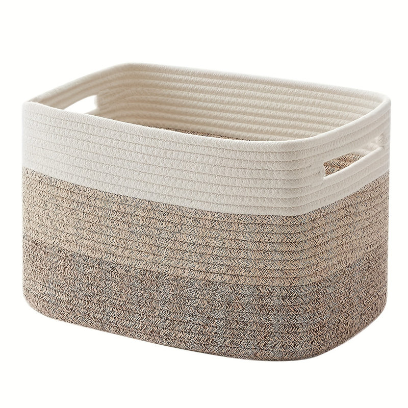 Rectangular Large-capacity Cotton Rope Woven Storage Basket For Desktop Sundries And Laundry