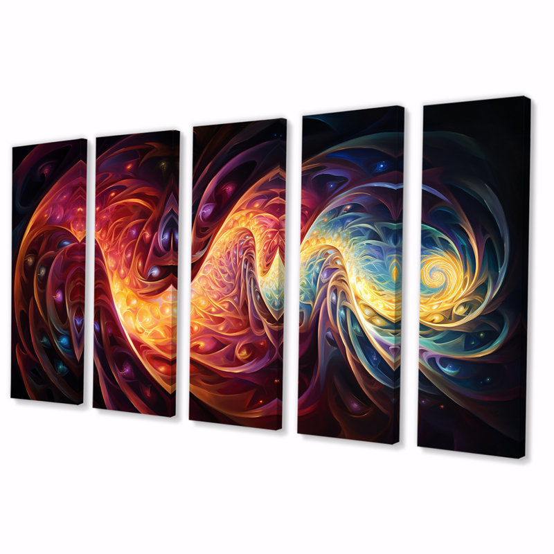 «Creight - Waves», art mural 5 pièces, H 28 po x l 60 po