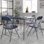 Table pliante portative 34 po avec dessus en cuir de polyuréthane rembourré, structure en métal robuste pour la maison, le bureau, le camping et les événements
