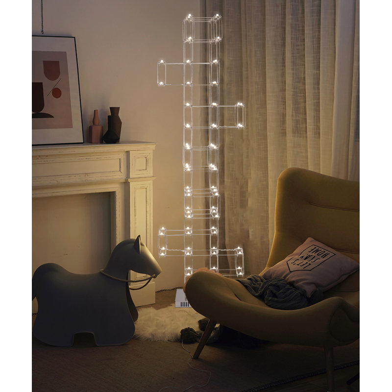 Lampe sur pied en acier inoxydable à 130 lumières DEL nickel satiné 
