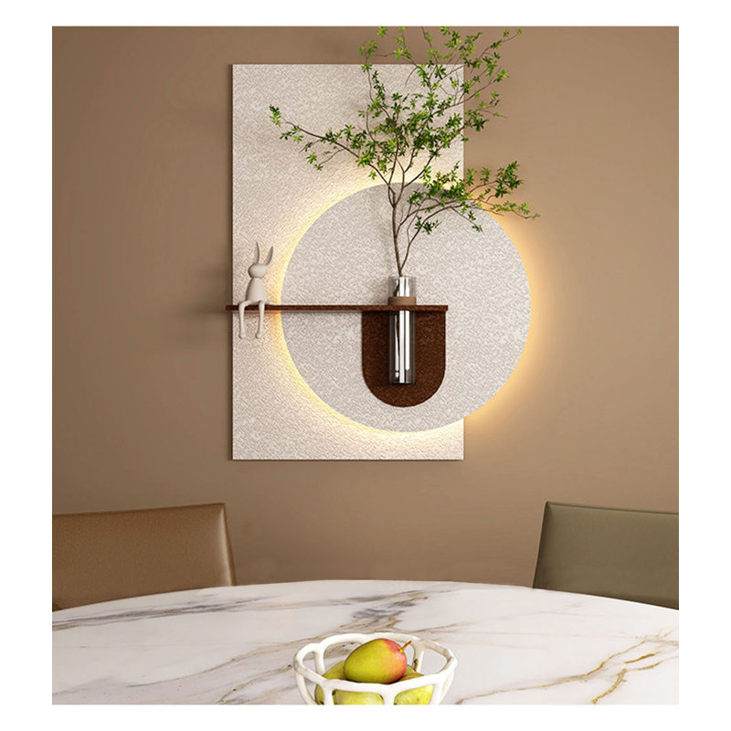 Décoration murale texturée à plusieurs niveaux avec tablette fonctionnelle pour couloir ou maison, Brown/White