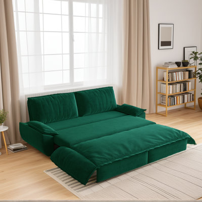 73.2" Queen Size Pull Out Sleeper Sofa Bed, 3-in-1 Convertible Velvet Loveseat, Multi-functional Couch For Small Spaces & Guest Room