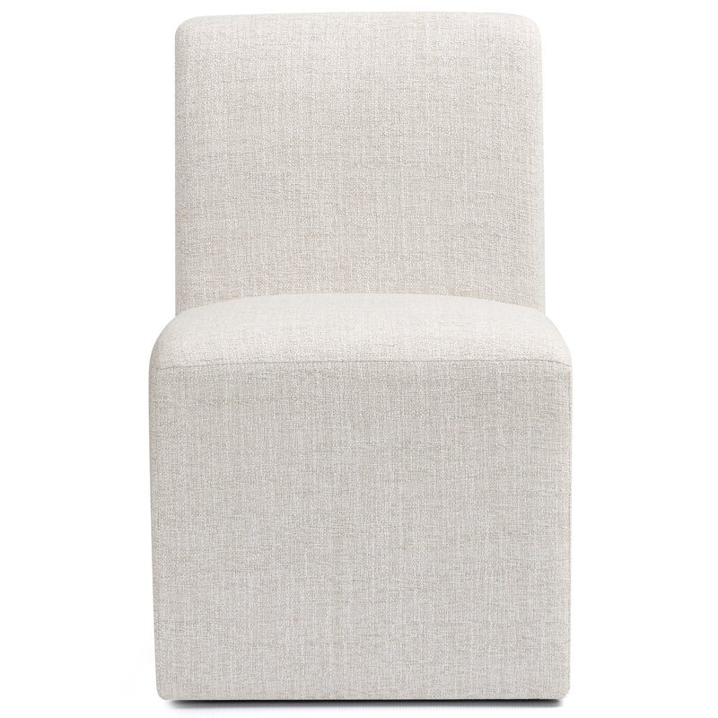 Chaises de salle à manger rembourrées avec roulettes, fauteuil simple moderne avec roues pivotantes pour le salon, livré assemblé (6 pièces, avoine)