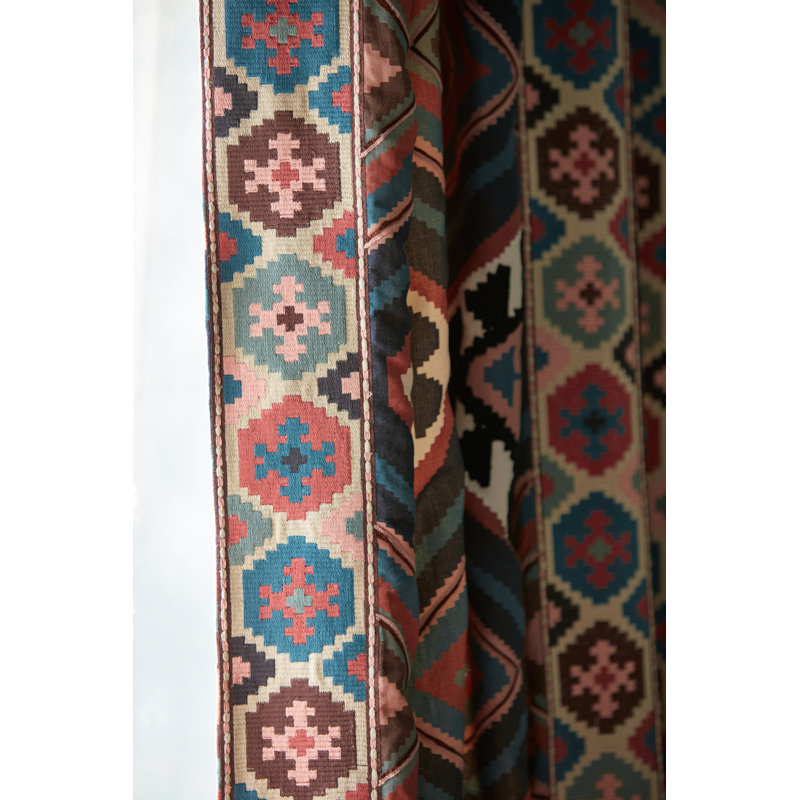 Dorothys Kilim Fabric, Barbed Berry/Indigo