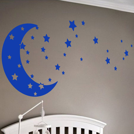 Abstract Non-Wall Damaging Wall Decal, Dark Blue, 30" H x 65" W x 0.01" D