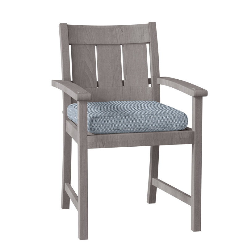 Croquet Teak Patio Dining Armchair with Cushions, No Welt, Rollo Chambray, Oyster Teak