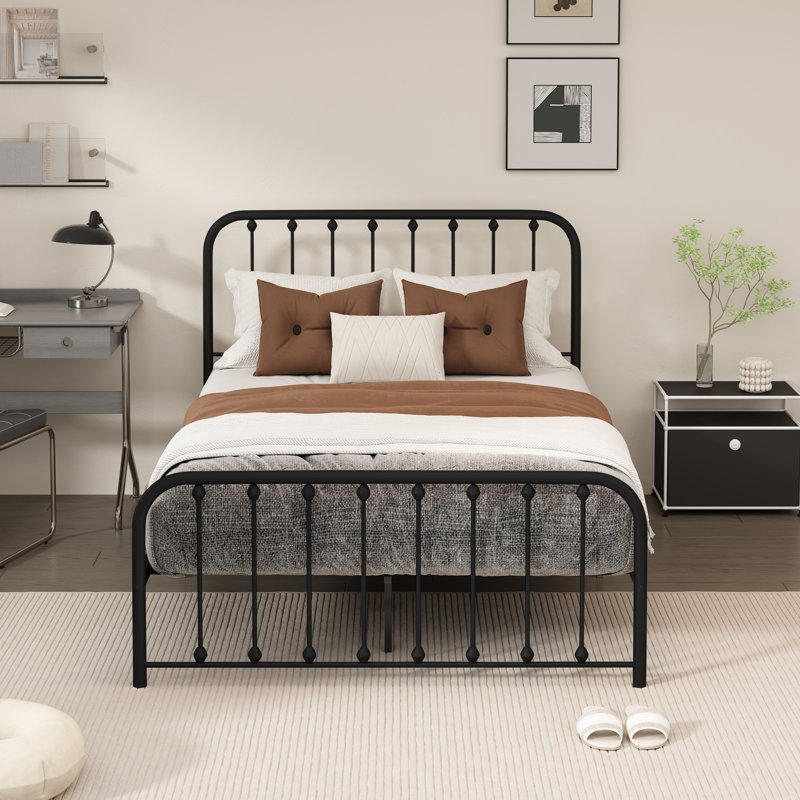 Keyesport Metal Platform Bed, Black, Full/Double