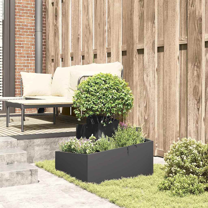 Garden Planter 50 Cm Steel, Black, 50cmH x 60cmW x 60cmD