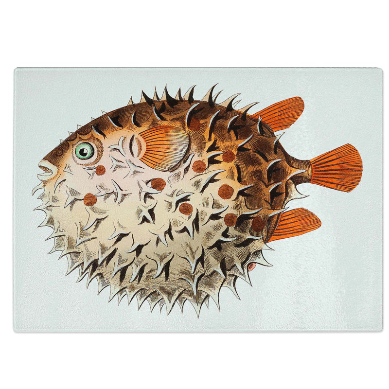 Tempered Glass Balloon Fish Chopping Board, 39 cm W x 28.5 cm L