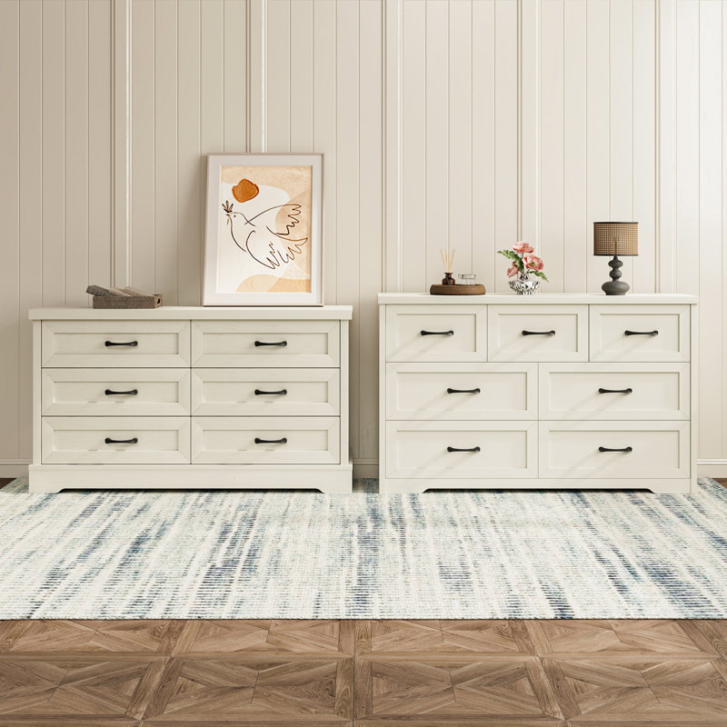 Ashford 2 Piece Bedroom Dresser Set - 7 Drawer Dresser And 6 Drawer Dresser With Spacious Storage, White
