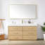 Ensemble de meuble-lavabo à simple cuve 60 po Turin avec plateau en pierre composite à grain blanc Turin-547642968