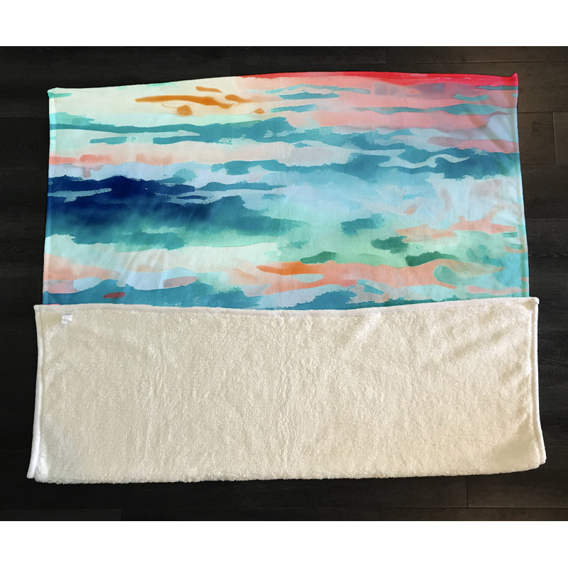 Throw Blanket, 68" W x 80" L, Abstract, Orange/Blue/Red/Green