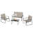 4-Piece PVC-coated polyester Outdoor Patio Sofa Set With Adjustable Feet, Metal Frame & Black Tempered Glass Coffee Table