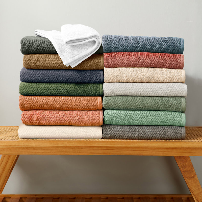Drap de bain 100% coton texturé, Blanc optique, Ensemble 6 pièces